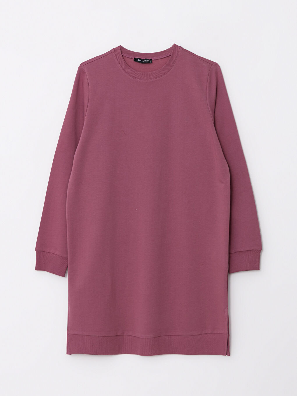 Crew Neck Plain Long Sleeve Women's Sweatshirt Tunic-5