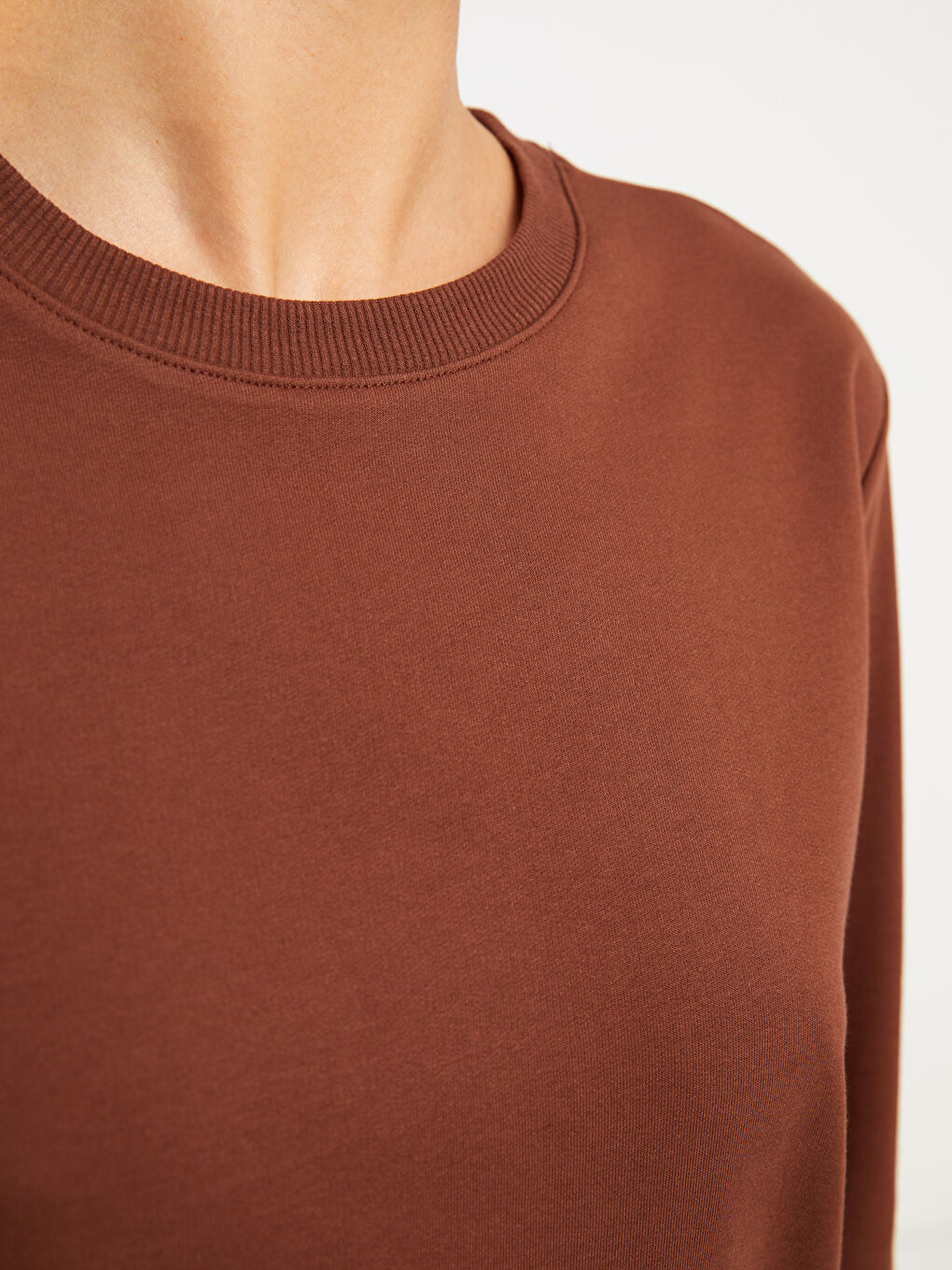 Crew Neck Plain Long Sleeve Women's Sweatshirt Tunic-3