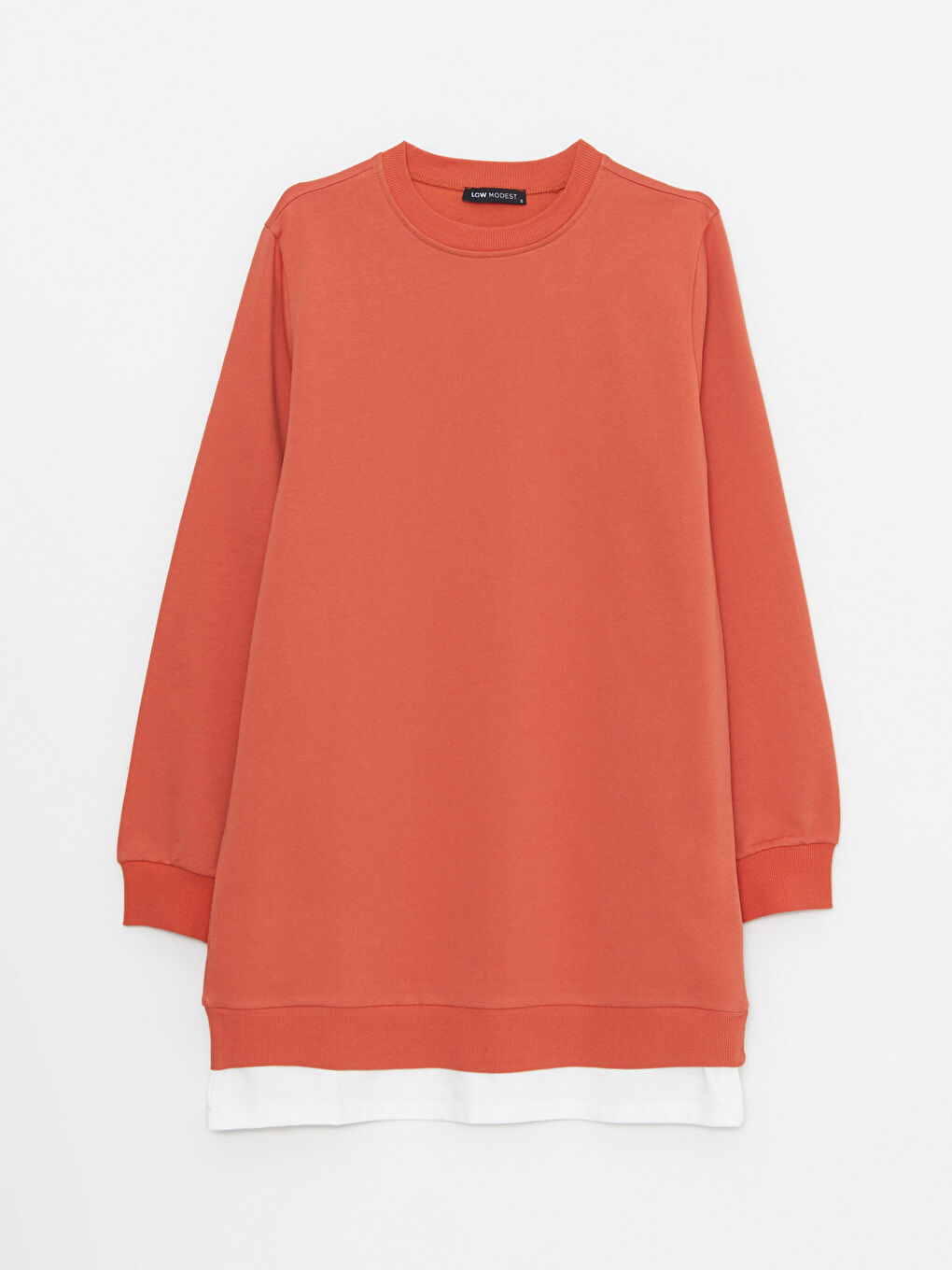 Crew Neck Plain Long Sleeve Women's Sweatshirt Tunic-4