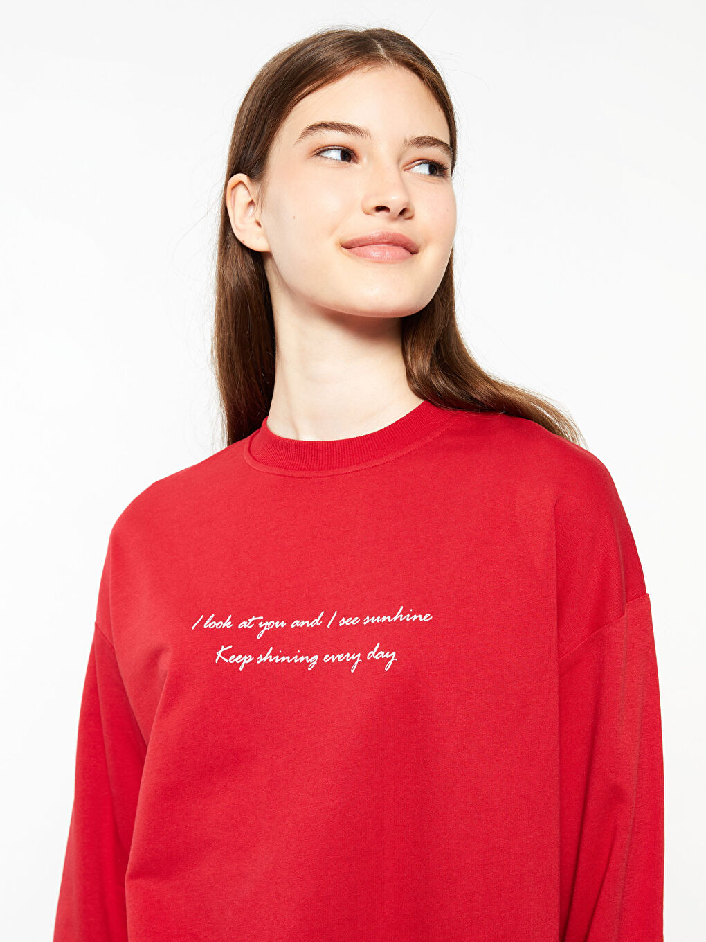 Crew Neck Embroidered Long Sleeve Oversize Women's Sweatshirt Tunic-2