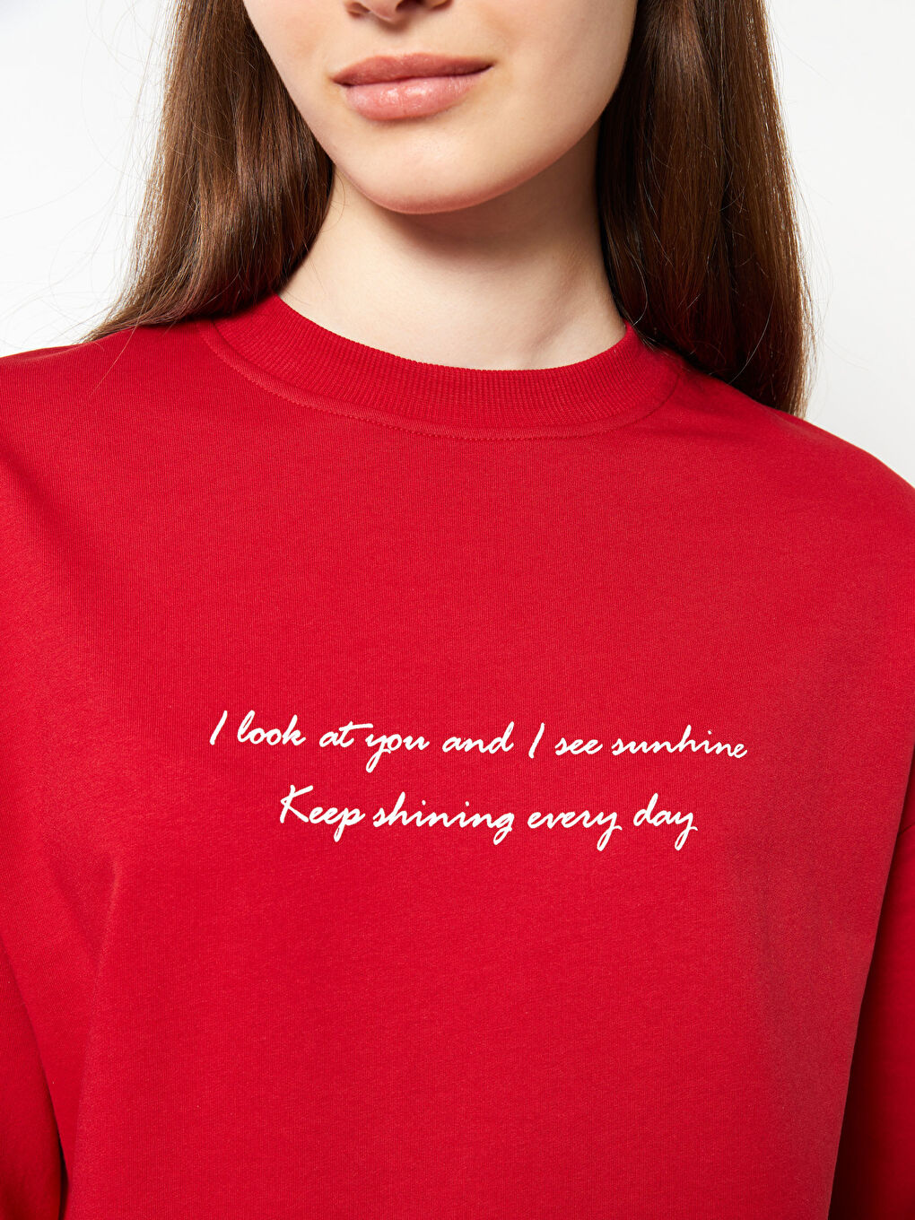 Crew Neck Embroidered Long Sleeve Oversize Women's Sweatshirt Tunic-3