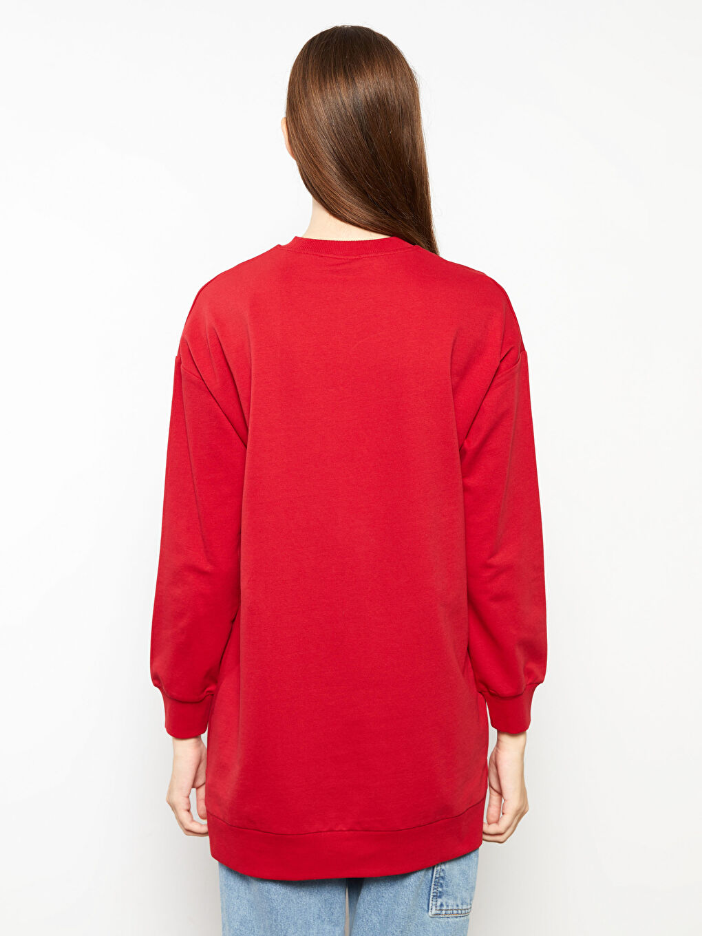 Crew Neck Embroidered Long Sleeve Oversize Women's Sweatshirt Tunic-4