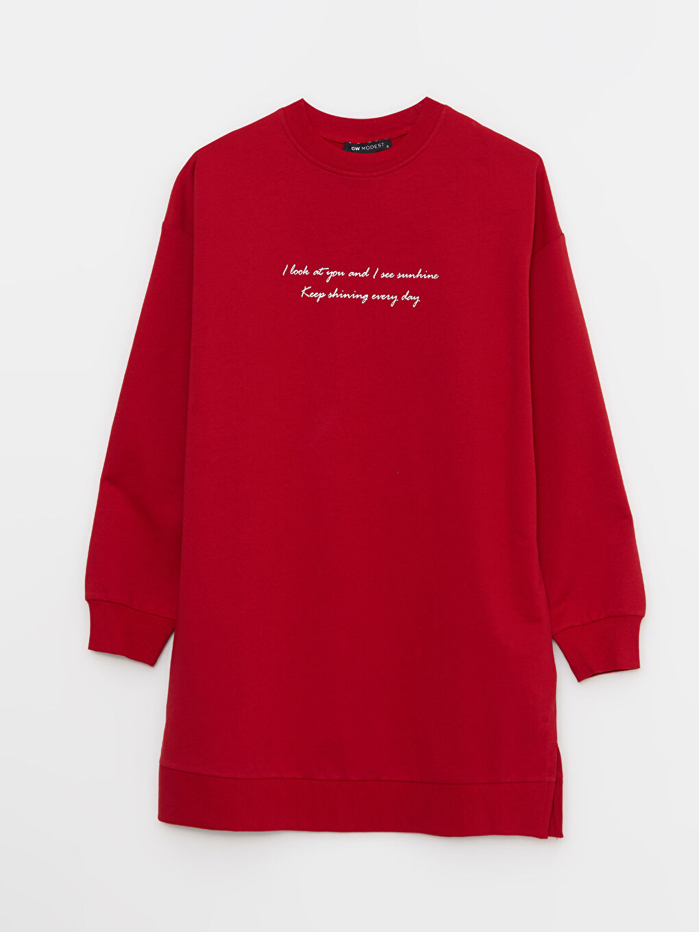 Crew Neck Embroidered Long Sleeve Oversize Women's Sweatshirt Tunic-5