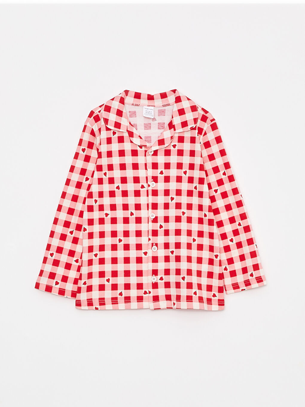 Set Pijama Fată Bebeluș Imprimat cu Mânecă Lungă și Guler Polo-1