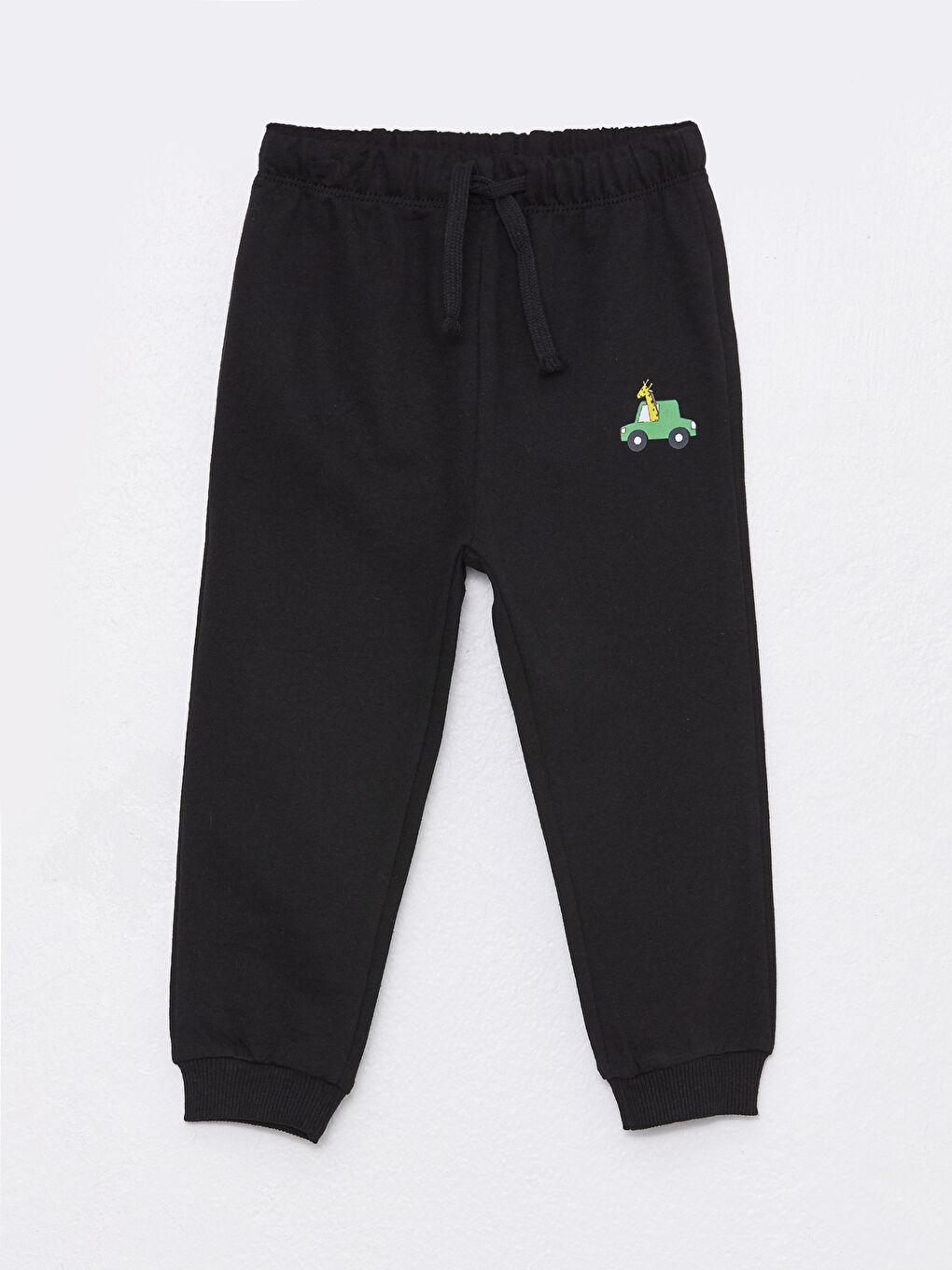 Siyah Beli Lastikli Baskılı Erkek Bebek Eşofman Alt