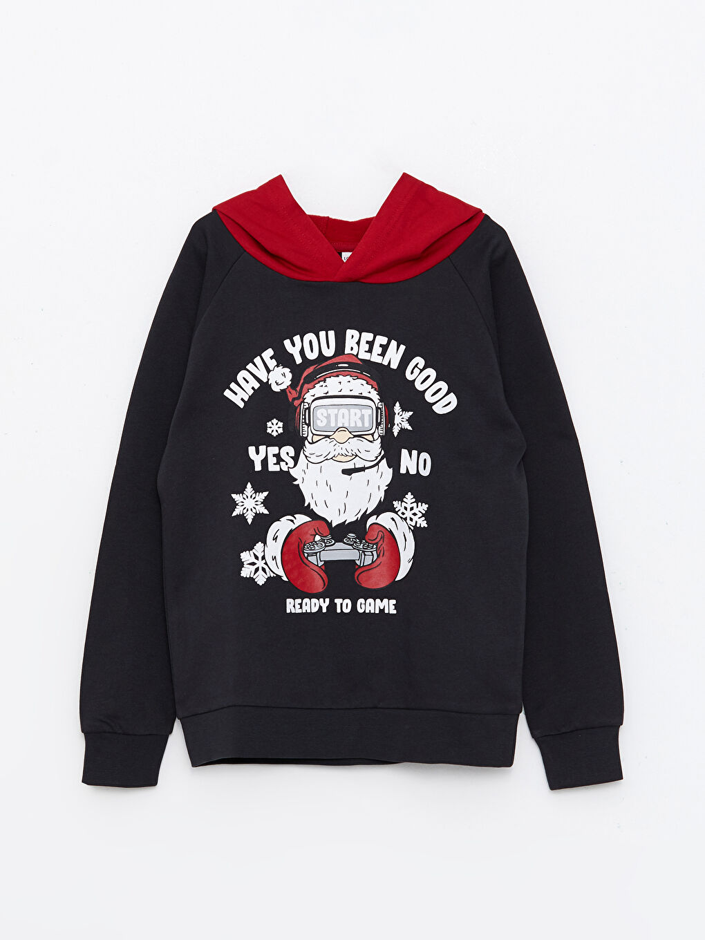 LCW Kids Hooded New Year Themed Long Sleeve Boy Sweatshirt -W2EV93Z4-HFF