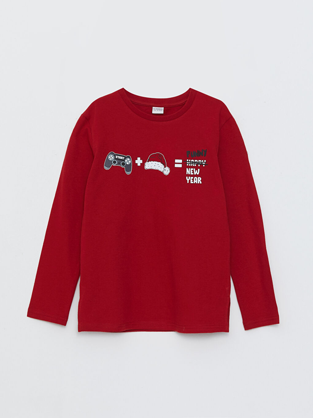 LCW Kids Rundhalsausschnitt Weihnachtsmotiv Langarm Jungen T-Shirt -W2EV94Z4-R3T
