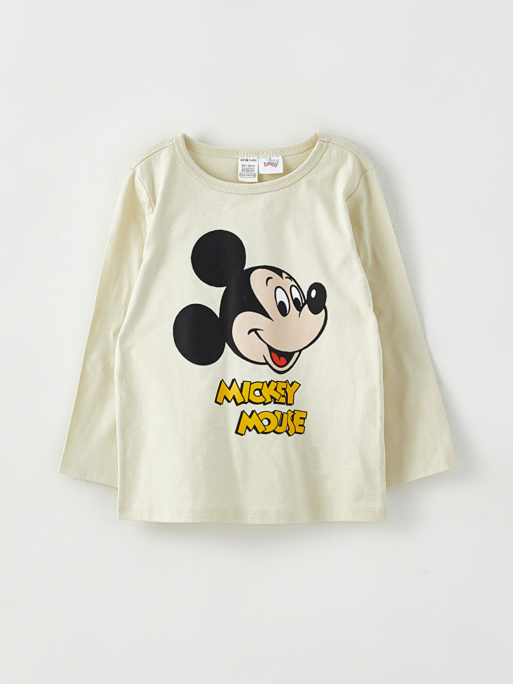 LCW baby Bej Bisiklet Yaka Uzun Kollu Mickey Mouse Baskılı Erkek Bebek 2'li Pijama Takımı - 3