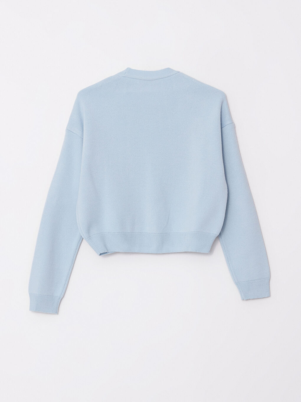 Mavi V Yaka Kadın Triko Hırka-6