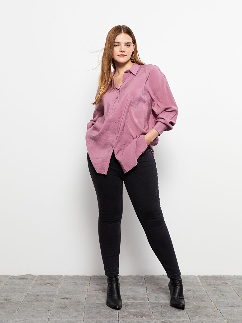 Antrasit Kadın Büyük Beden Mercury Skinny Fit Düz Jean Pantolon