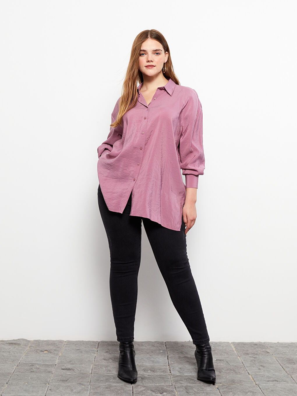 Antrasit Kadın Büyük Beden Mercury Skinny Fit Düz Jean Pantolon-1