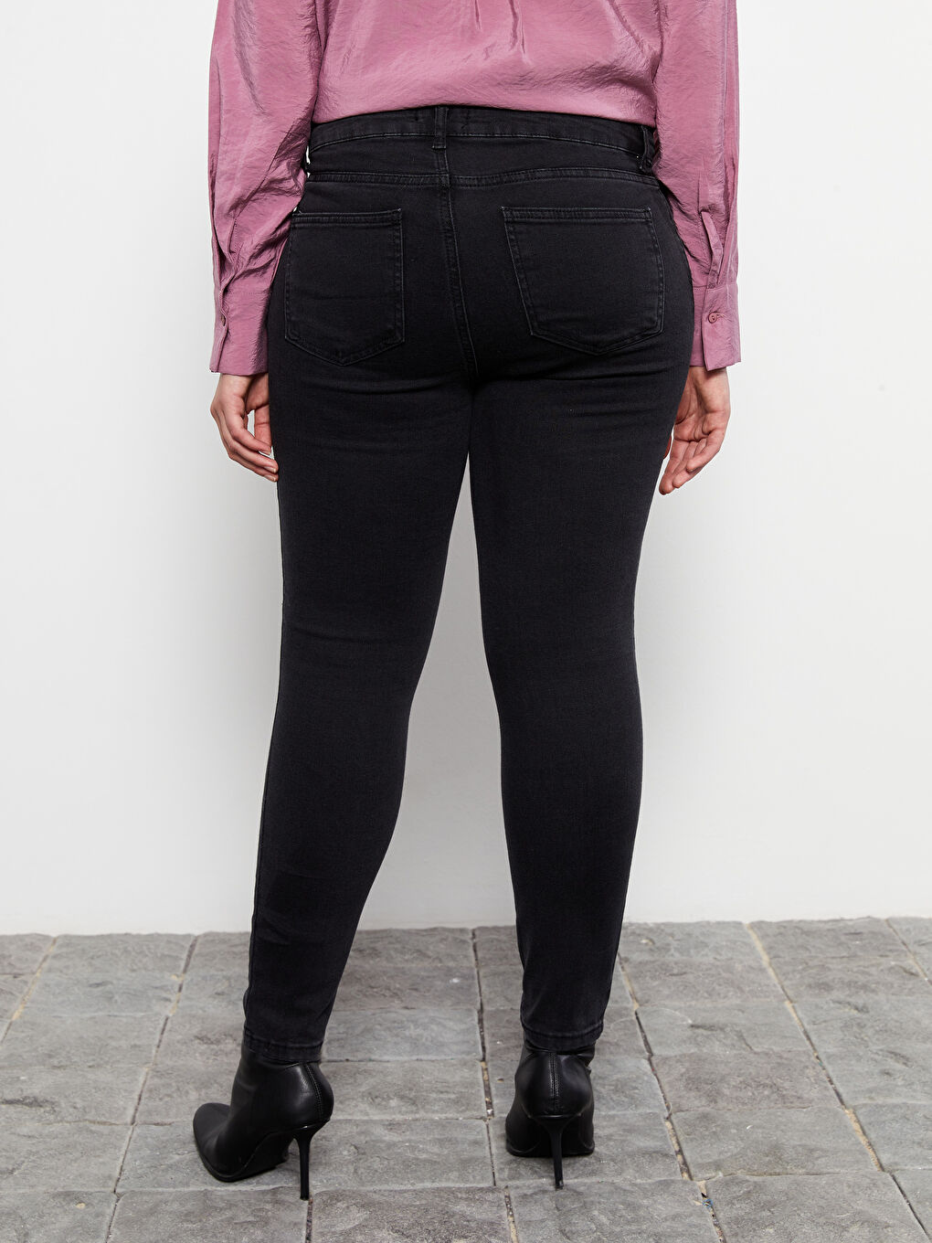 Antrasit Kadın Büyük Beden Mercury Skinny Fit Düz Jean Pantolon-3