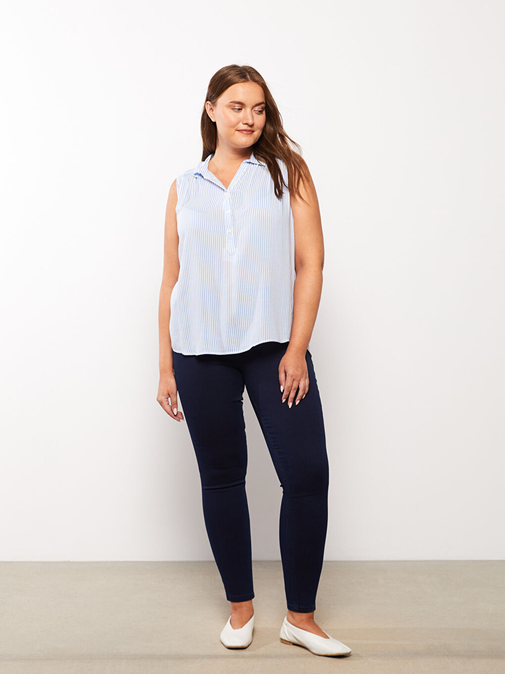 İndigo Kadın Büyük Beden Mercury Skinny Fit Düz Jean Pantolon