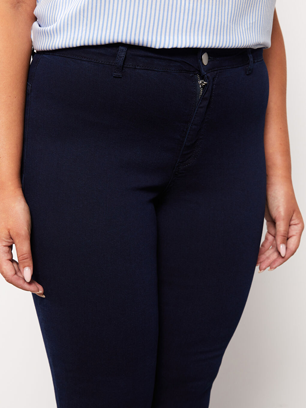 İndigo Kadın Büyük Beden Mercury Skinny Fit Düz Jean Pantolon-2