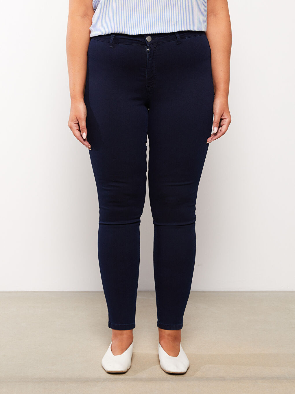 İndigo Kadın Büyük Beden Mercury Skinny Fit Düz Jean Pantolon-3