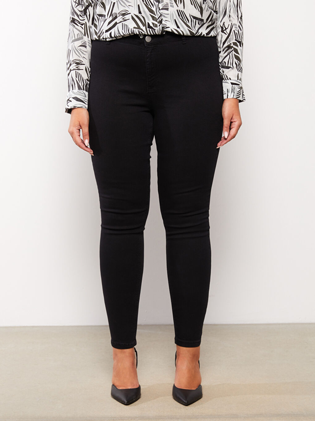 Siyah Kadın Büyük Beden Mercury Skinny Fit Düz Jean Pantolon-3