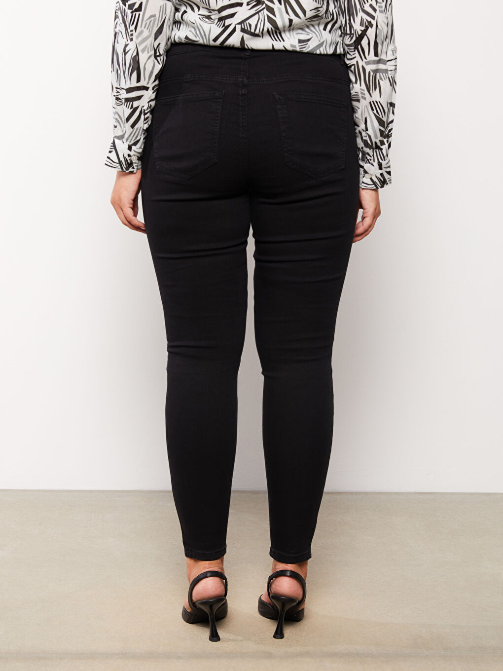 Siyah Kadın Büyük Beden Mercury Skinny Fit Düz Jean Pantolon-4