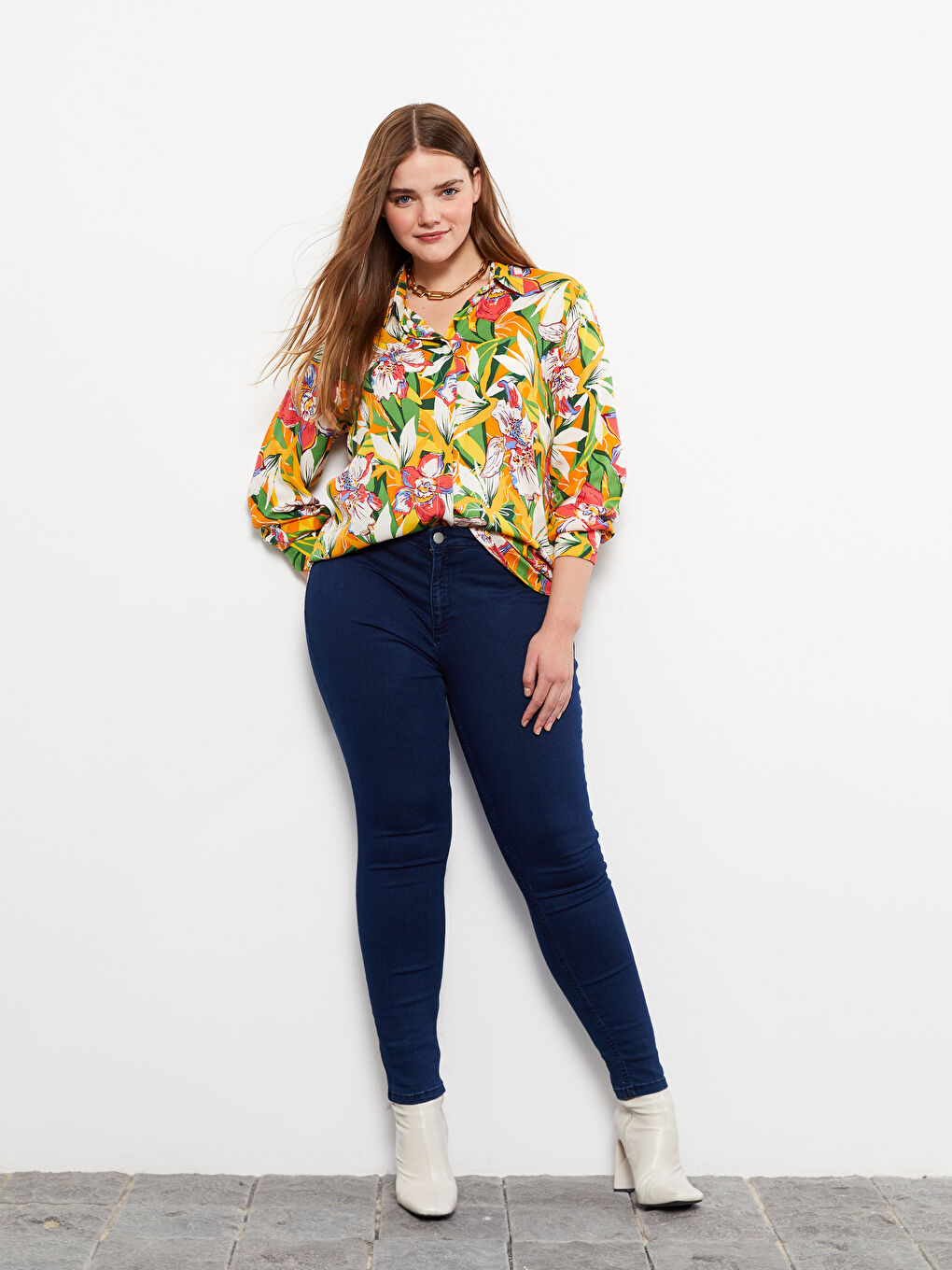 İndigo Kadın Büyük Beden Mercury Skinny Fit Düz Jean Pantolon