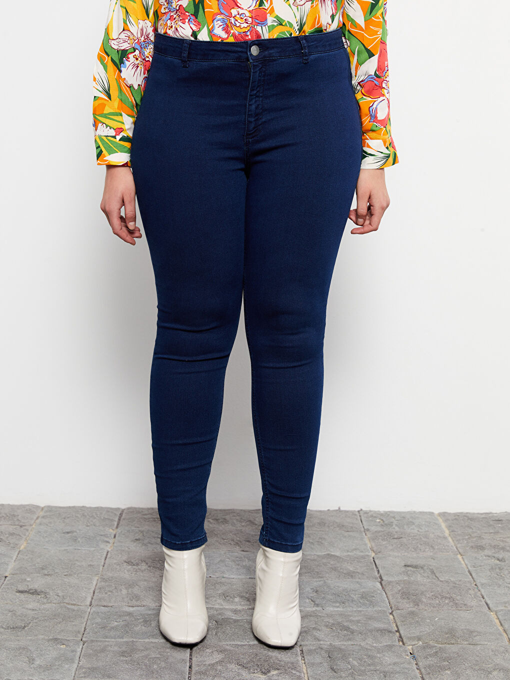 İndigo Kadın Büyük Beden Mercury Skinny Fit Düz Jean Pantolon-2