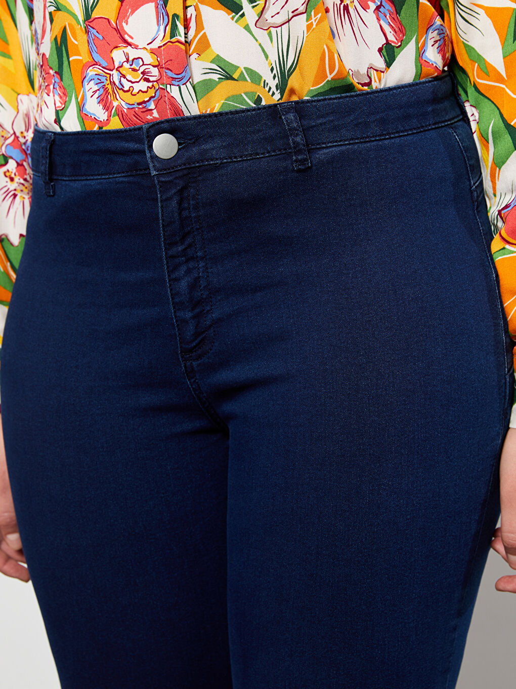 İndigo Kadın Büyük Beden Mercury Skinny Fit Düz Jean Pantolon-4