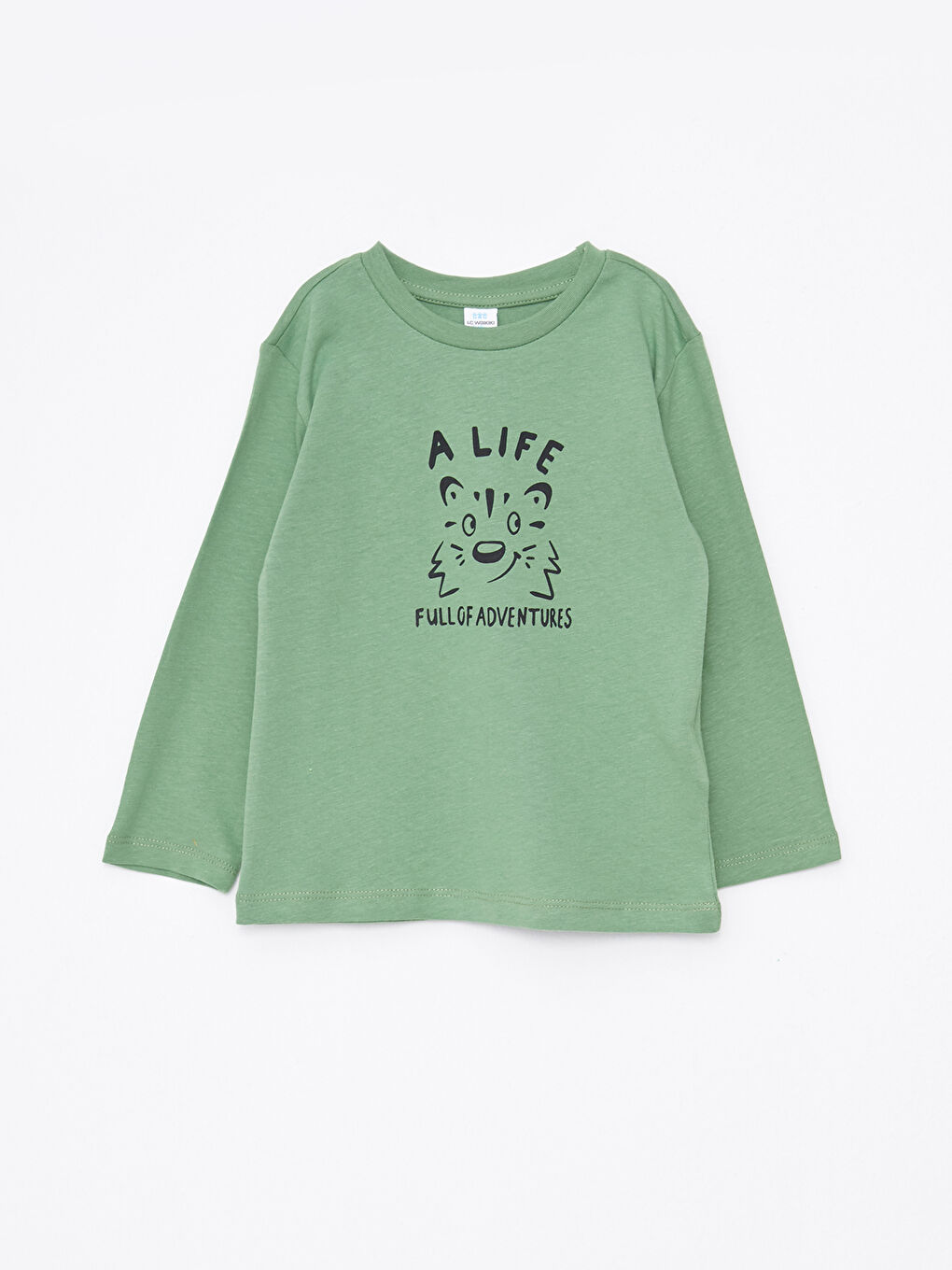 تيشيرت كم طويل مطبوع بياقة دائرية للأولاد الرضع