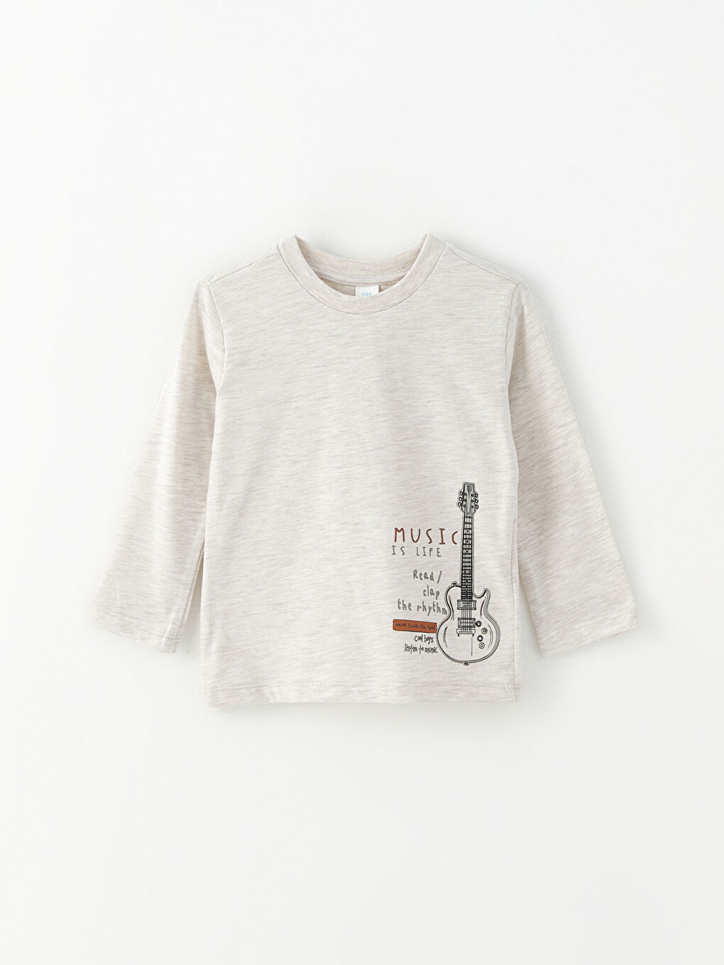 Crew Neck Long Sleeve Printed Baby Boys' T-Shirt