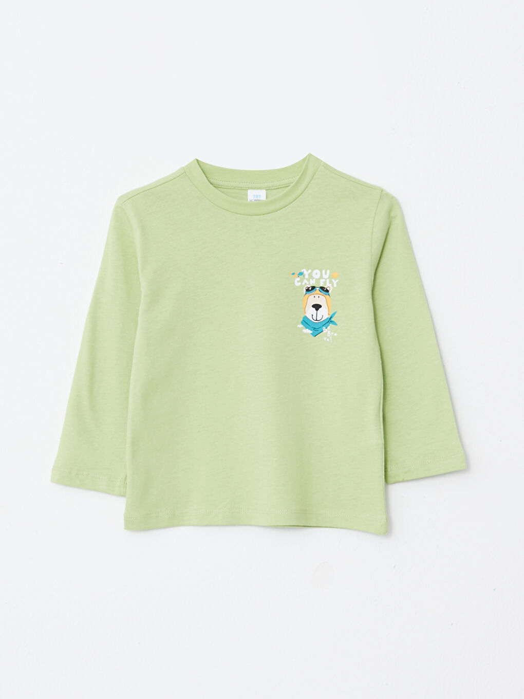 تيشيرت كم طويل مطبوع بياقة دائرية للأولاد الرضع