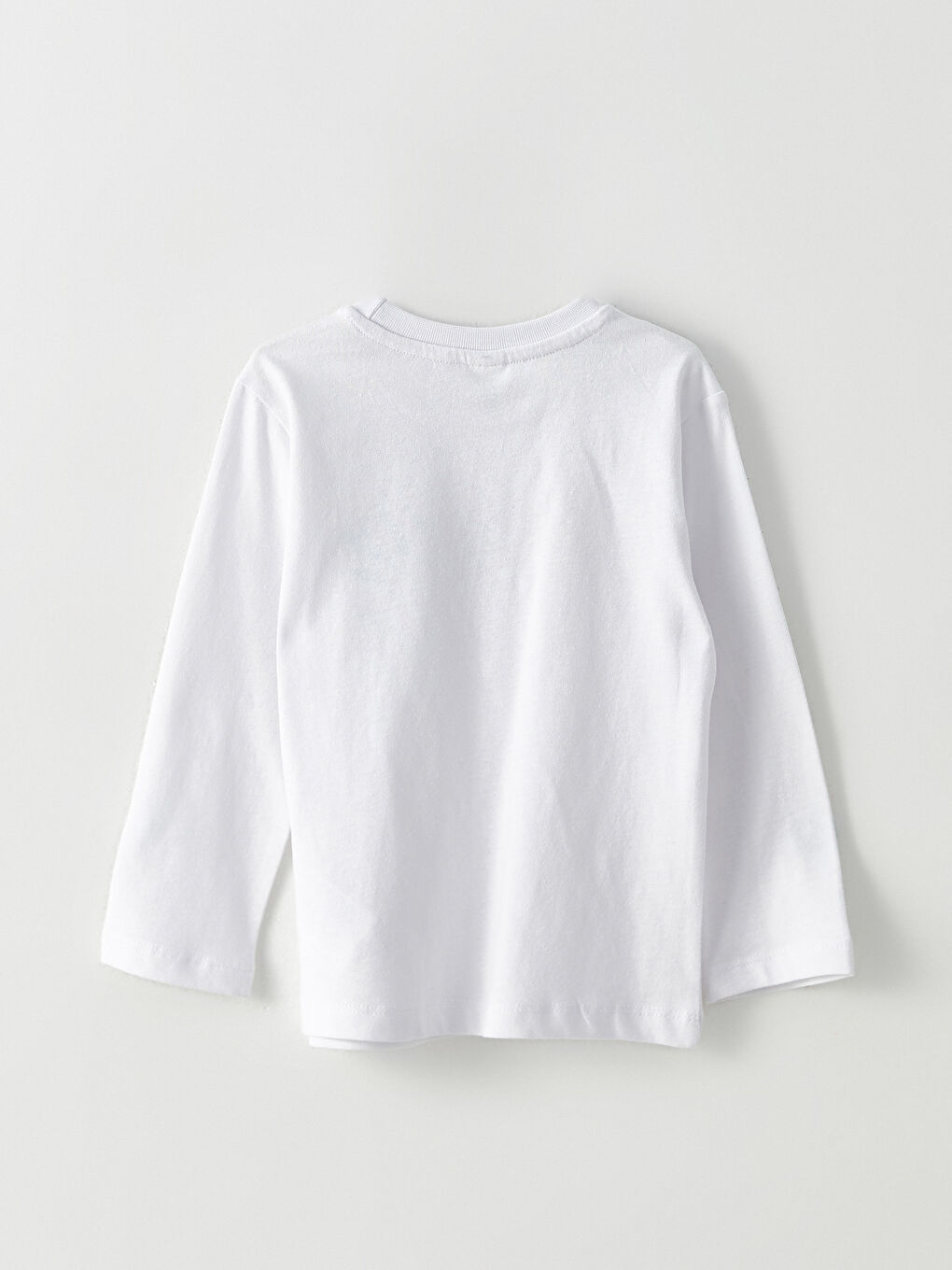 Beyaz Bisiklet Yaka Uzun Kollu Baskılı Pamuklu Erkek Bebek Tişört-2