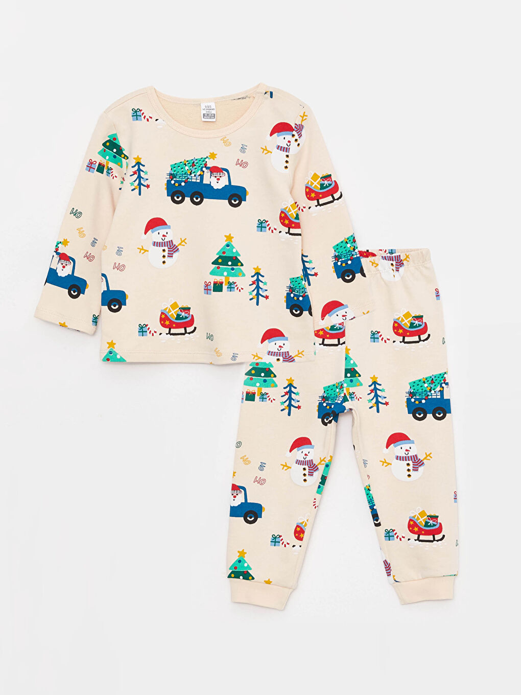 LCW baby Bisiklet Yaka Uzun Kollu Yılbaşı Temalı Erkek Bebek Pijama Takımı -W2EY34Z1-LQA