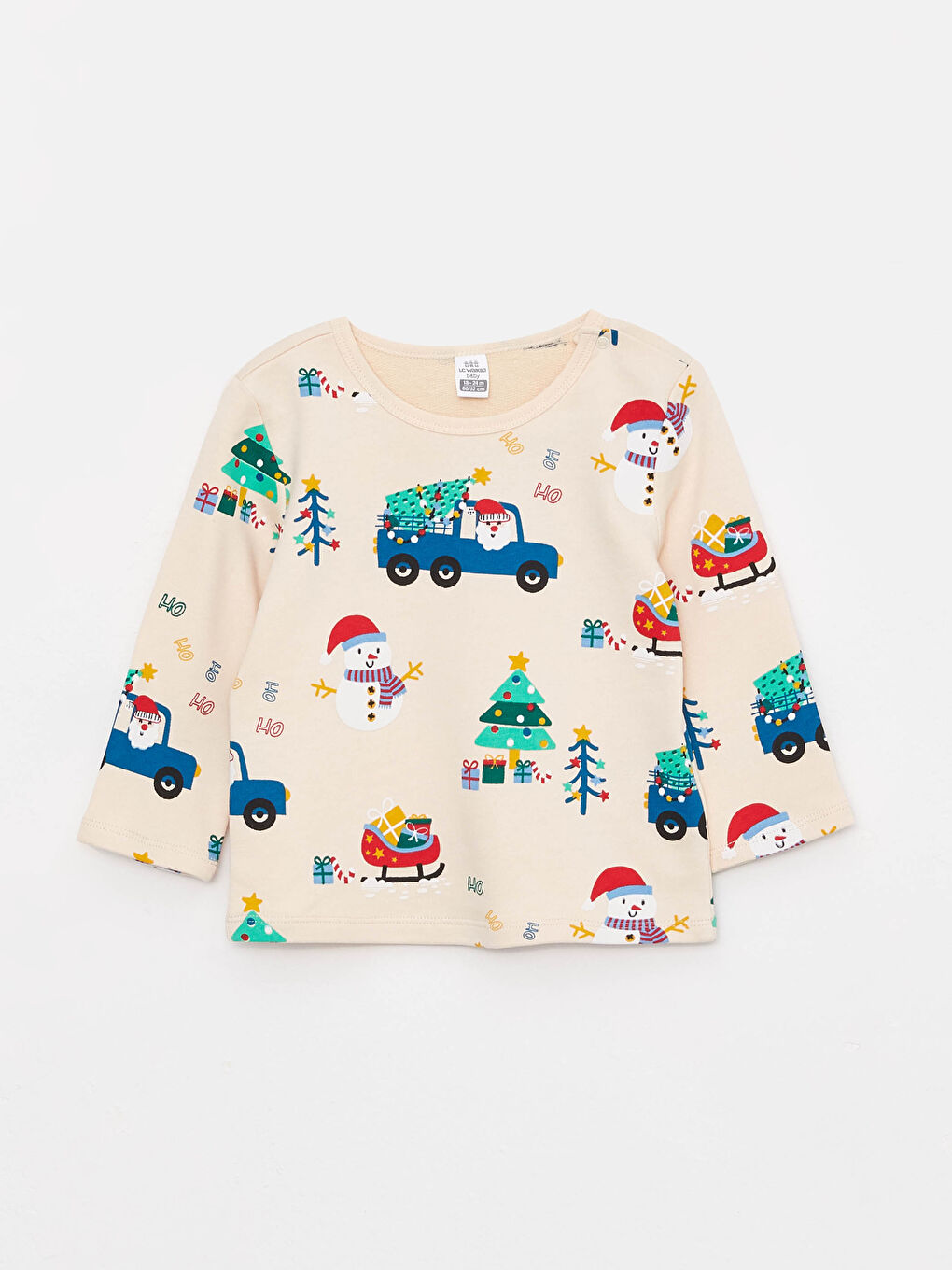 LCW baby Bisiklet Yaka Uzun Kollu Yılbaşı Temalı Erkek Bebek Pijama Takımı -W2EY34Z1-LQA