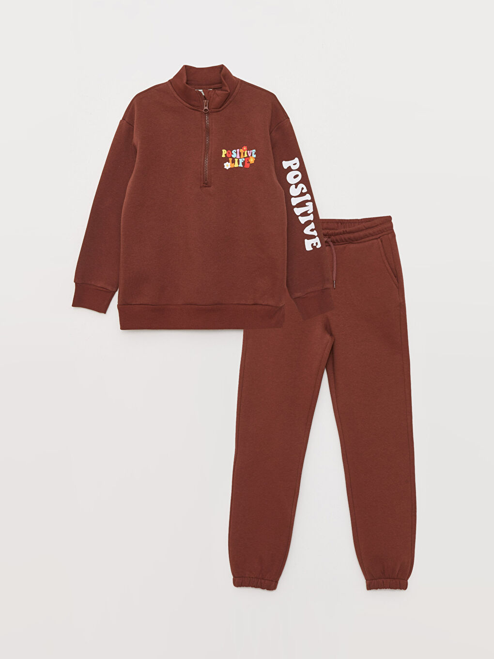 Μακρυμάνικα Εκτυπωμένα Φούτερ και Παντελόνια Φόρμας για Κορίτσια με Λαιμό Χωνί-5