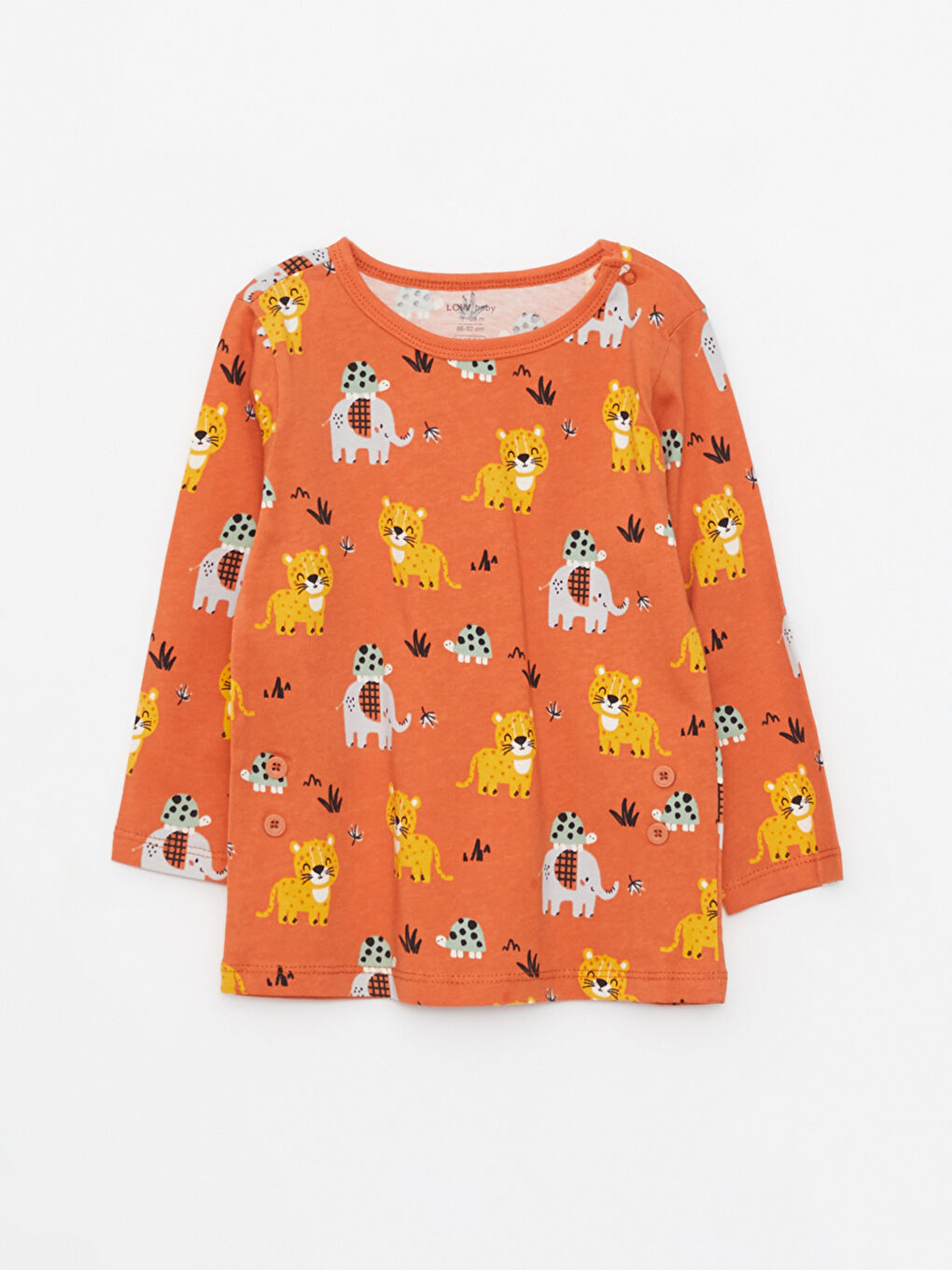 Crew Neck Long Sleeve Printed Baby Boy Pajama Set-1