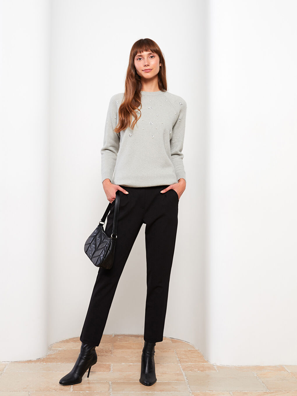 Pantalon Uni Coupe Ample pour Femmes
