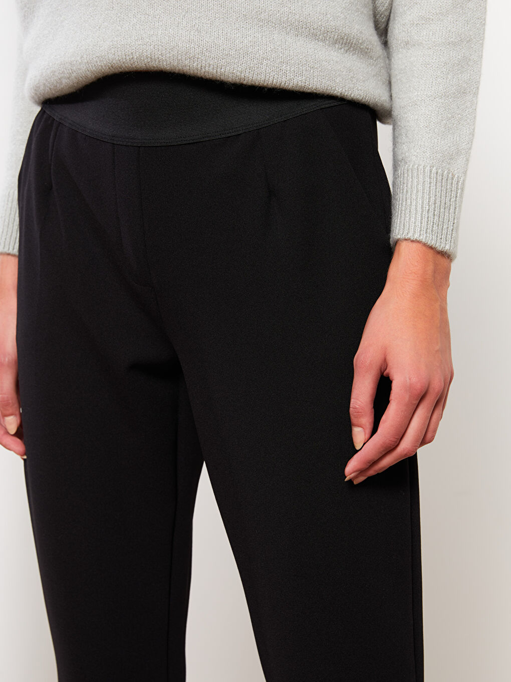 Pantalon Uni Coupe Ample pour Femmes-2