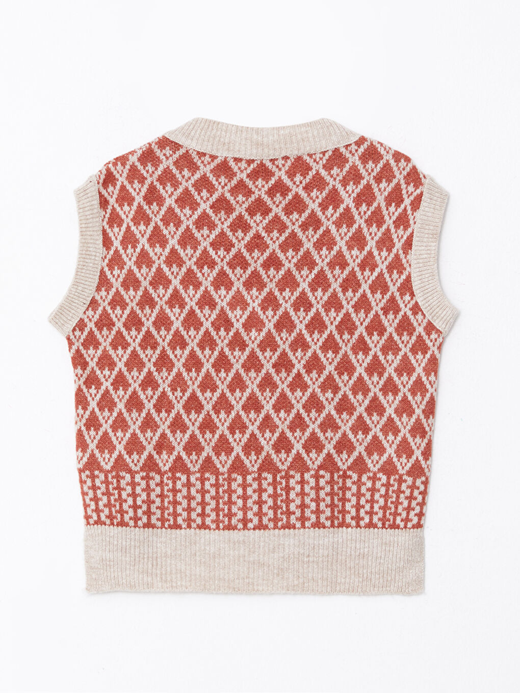 LCWAIKIKI Basic V-Ausschnitt Gemusterter Damen Strickpullover -W2EY86Z8-G5H