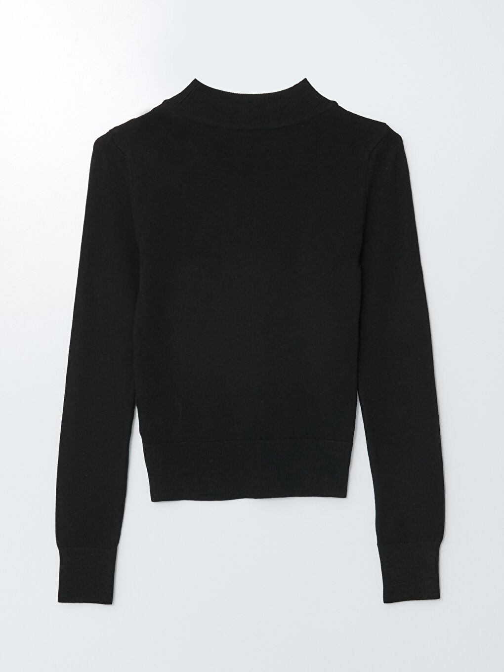 Siyah Dik Yaka Kadın Triko Kazak-6