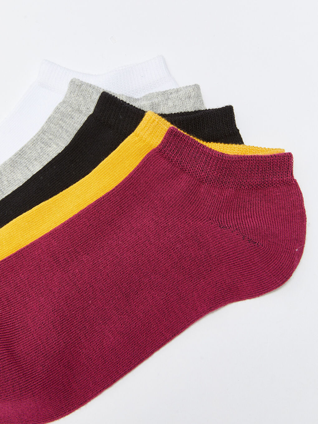 Bordo Kadın Düz Patik Çorap 5'li-2