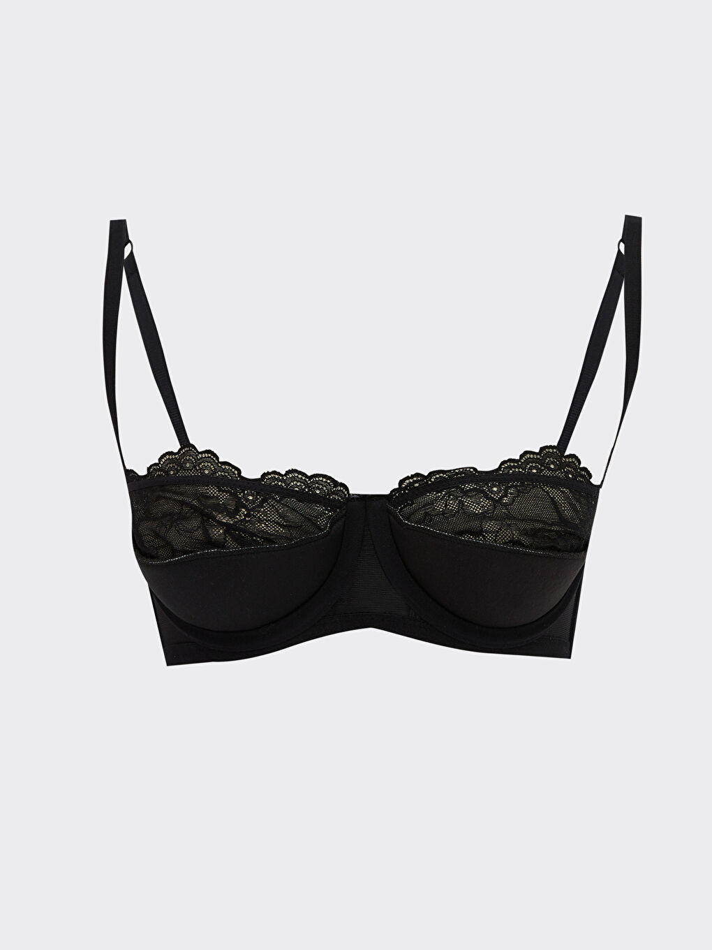 Siyah Balenli Dolgusuz Dantelli Fantezi Straplez Sütyen