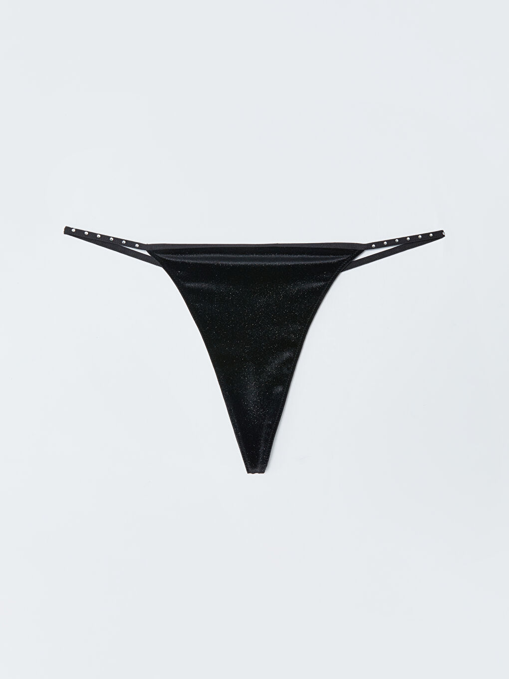 Siyah Parlak Taş Baskılı Fantezi Tanga Külot