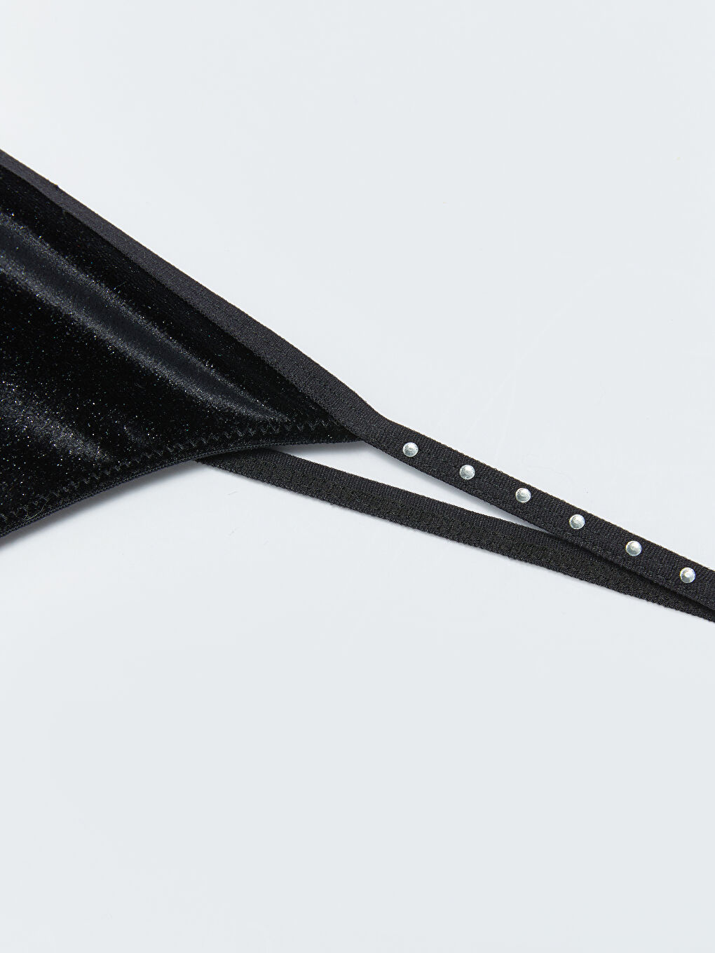 Siyah Parlak Taş Baskılı Fantezi Tanga Külot-2