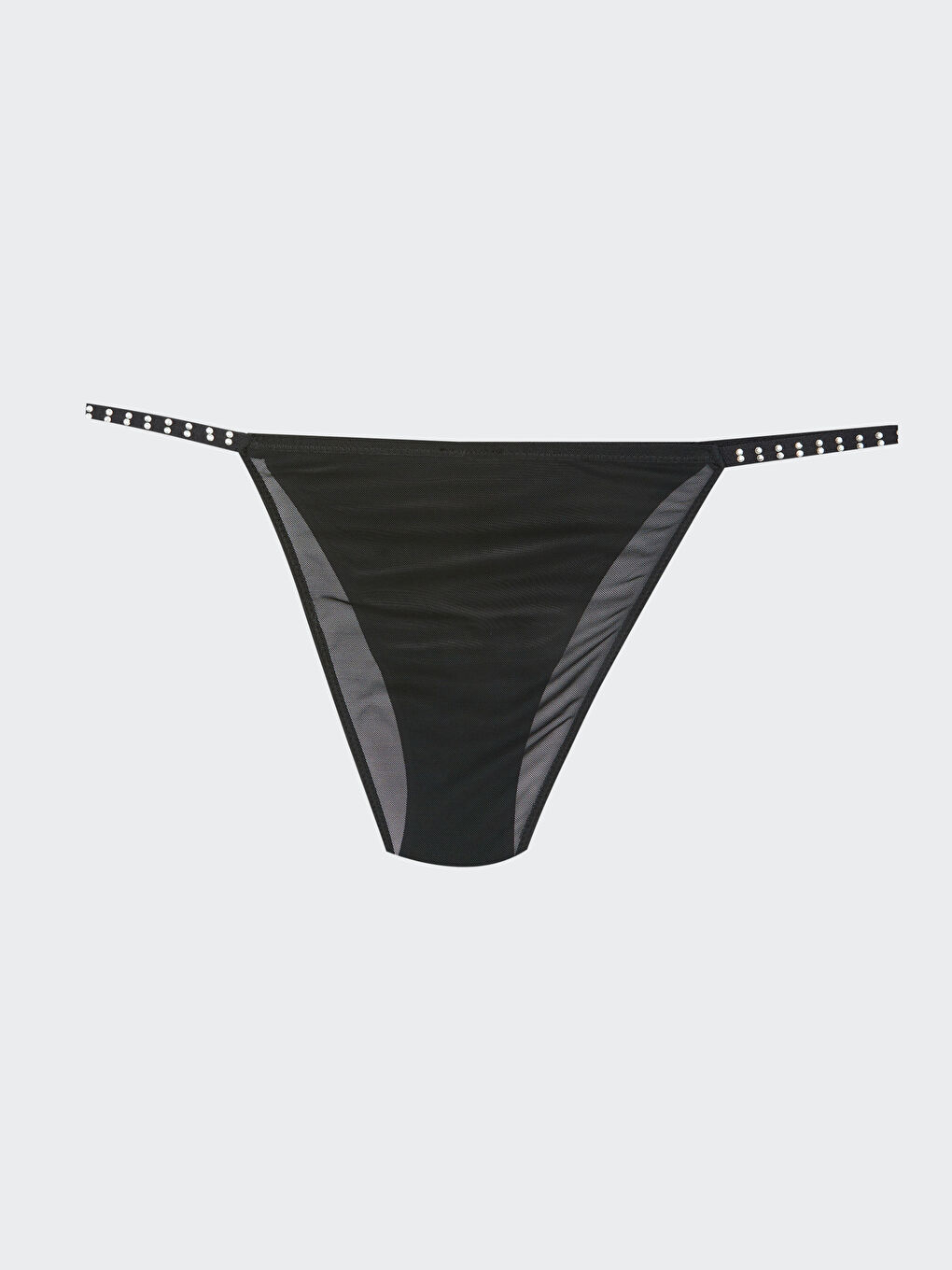 Siyah Parlak Taş Baskılı Fantezi Brazilian Külot-1