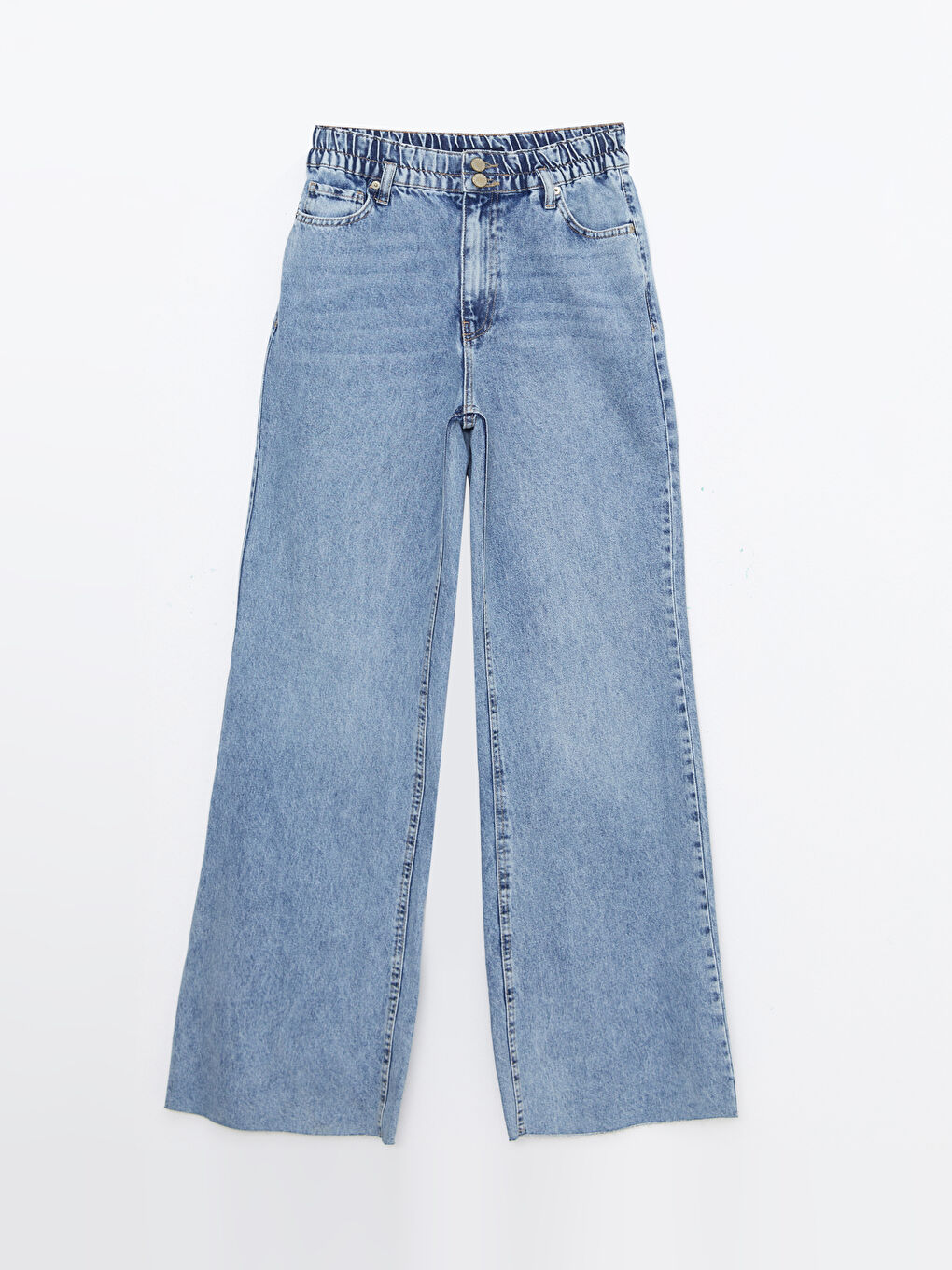 Women's High Waisted Wideleg Regular Denim Trousers-5