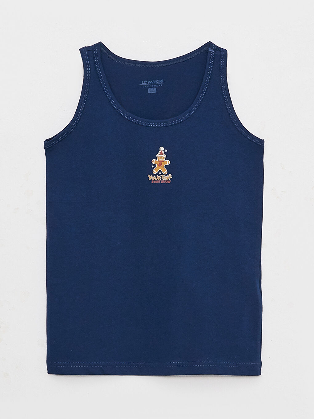 Lacivert Bisiklet Yaka Yılbaşı Temalı Erkek Çocuk Atlet ve Boxer-1