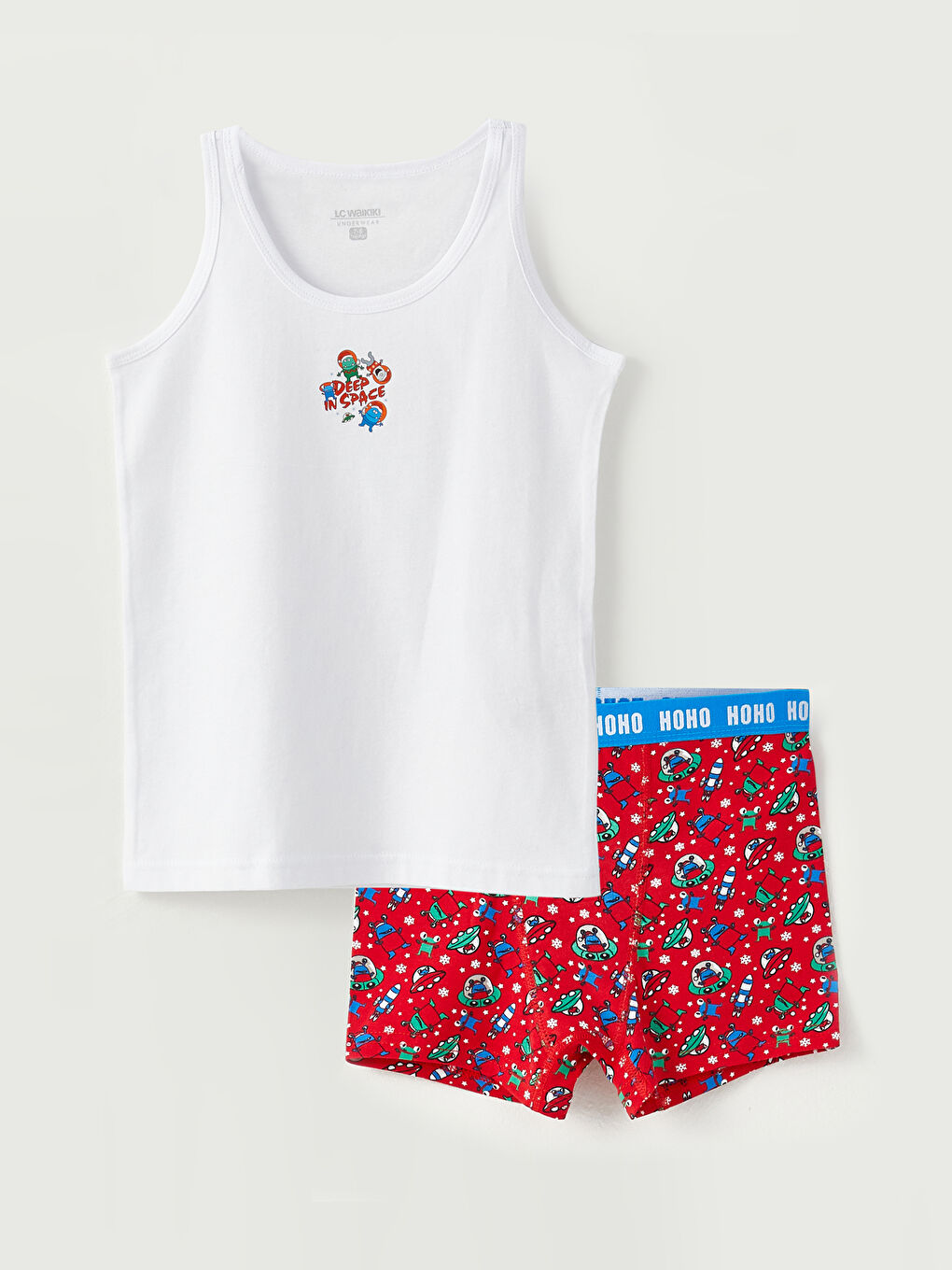 Crew Neck Printed Cotton Boy Athlete and Boxer