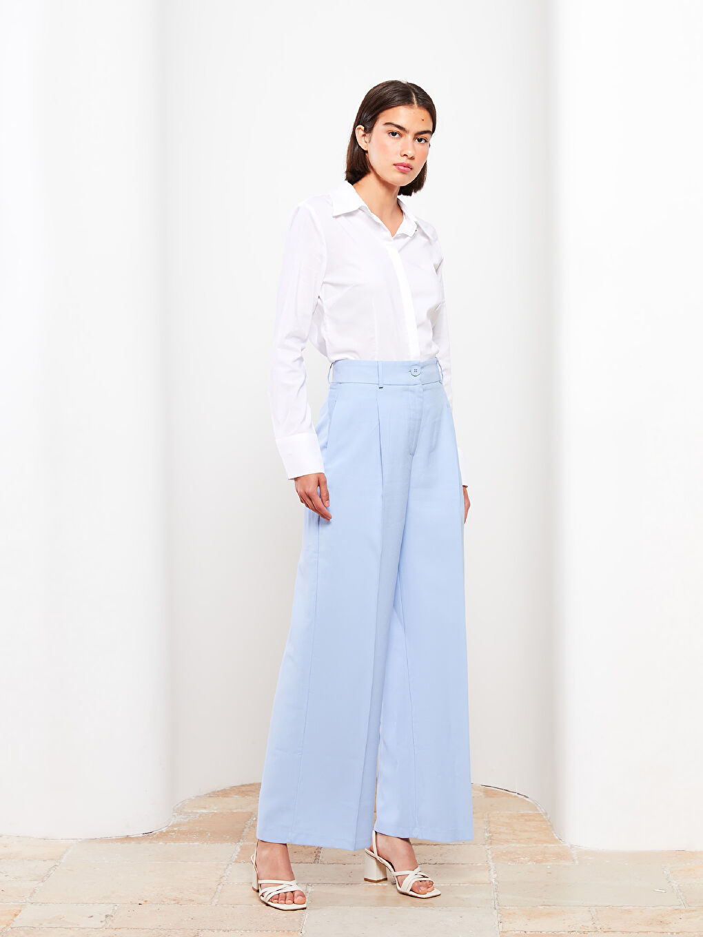 High Waisted Relaxed Fit Regular Women's Trousers-1