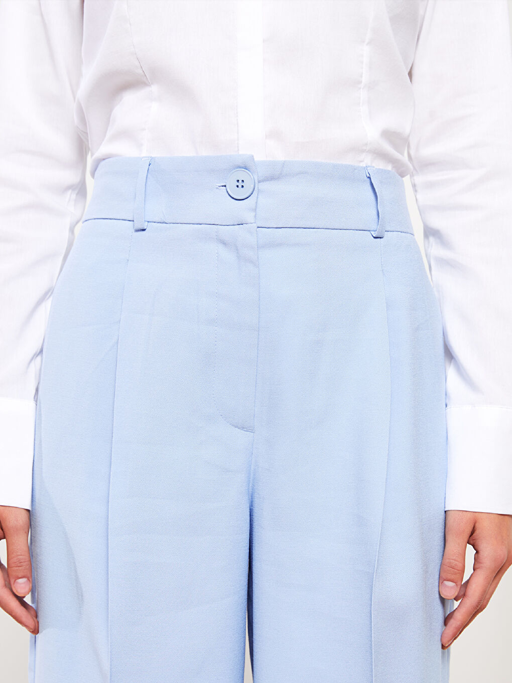 High Waisted Relaxed Fit Regular Women's Trousers-2