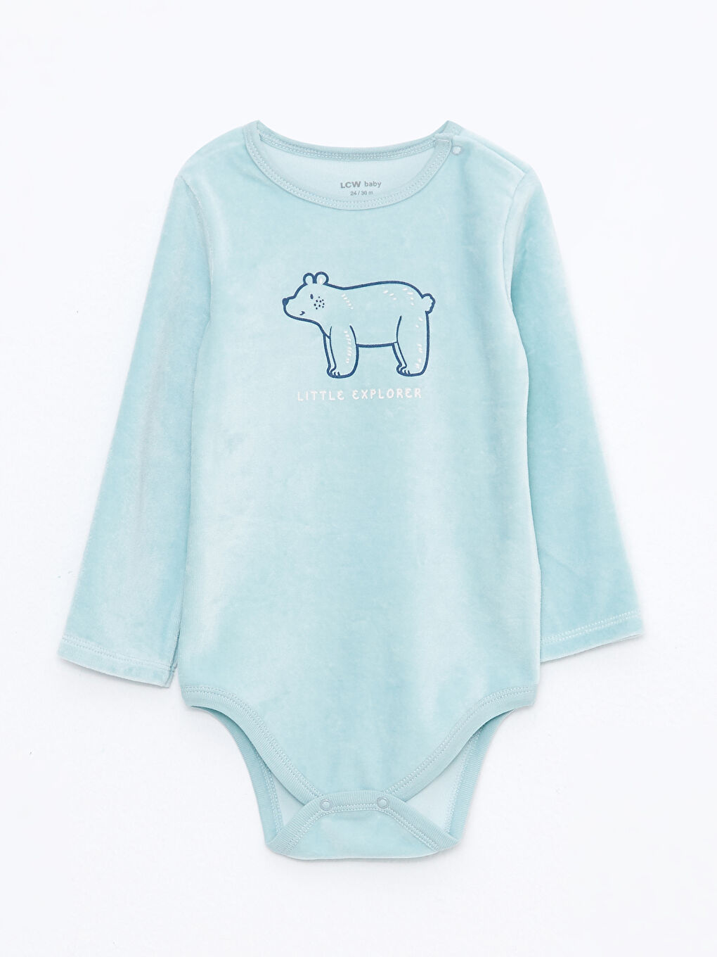 LCW baby Crew Neck Patterned Long Sleeve Baby Boy Velvet Body with Snap Crotch -W2FA69Z1-G0S