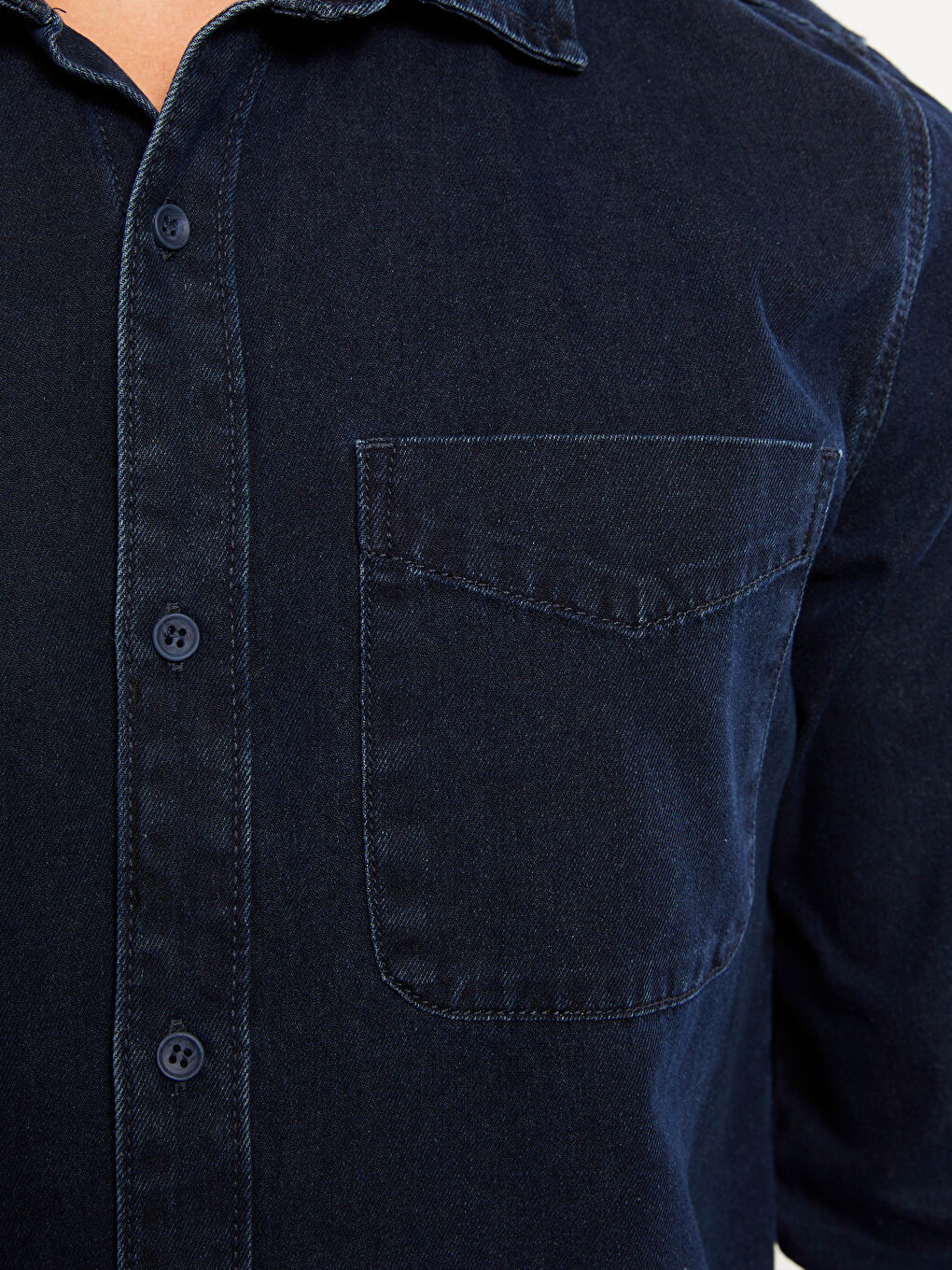 Regular Fit Long Sleeve Men's Denim Shirt-3