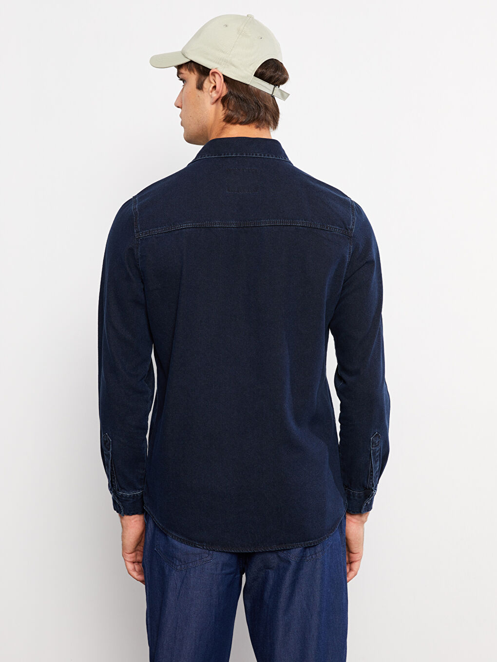 Regular Fit Long Sleeve Men's Denim Shirt-4