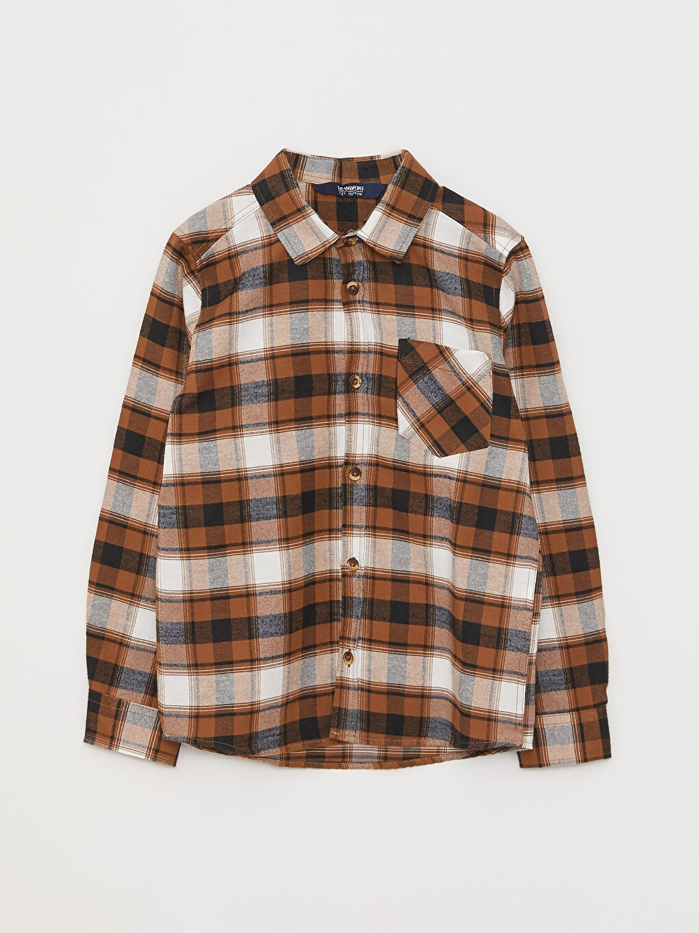 Kahverengi Ekose Uzun Kollu Gabardin Erkek Çocuk Gömlek-3